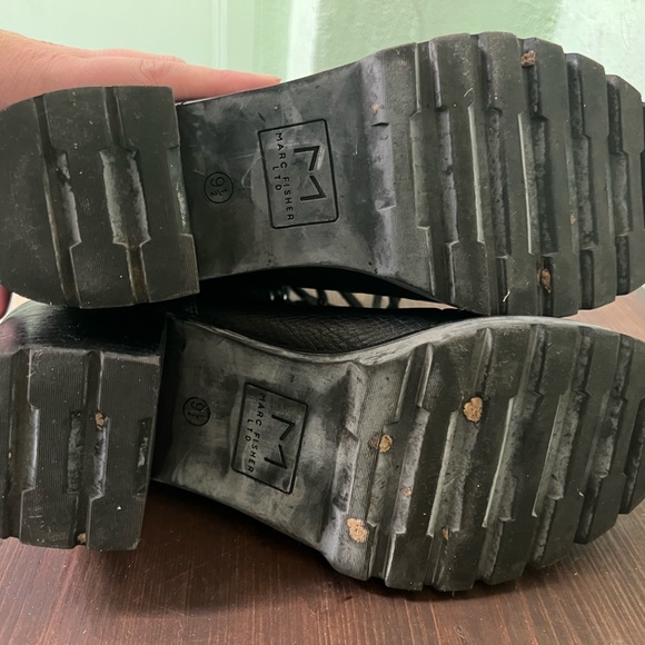 MARC FISHER Daven Leather & Faux-Fur Cuff Lace Up Booties - Picture 4 of 5